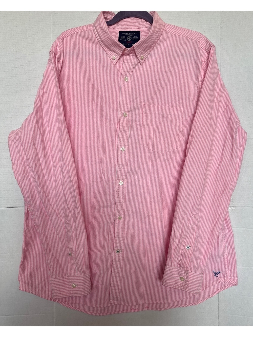 American Eagle Outfitters Slim Fit Pink Striped Button-Down Shirt XXL